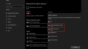 تنظیمات ویندوز بخش بلوتوث Add a Device برای اتصال دسته