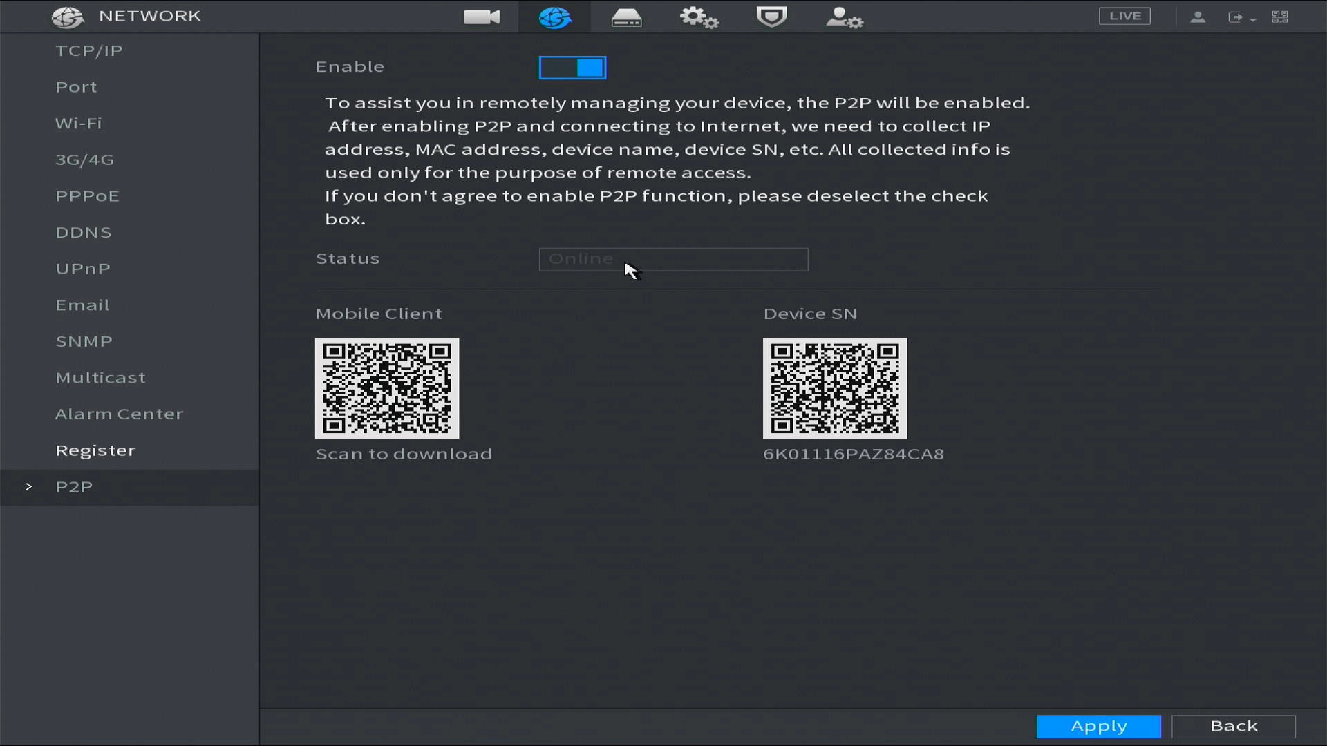قسمت تنظیمات XVR داهوا Online