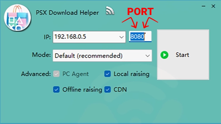 منو اصلی نرم‌افزار PSX قسمت پورت